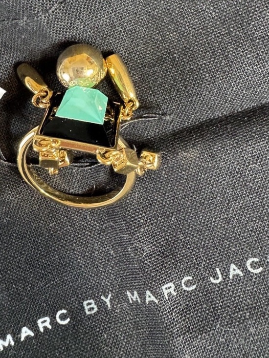 Marc By Marc Jacobs Stacked Block Figure Dusty Jade Green Ring/Size  8 -NWT - Picture 2 of 11
